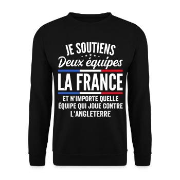 Je Soutiens Deux équipes la France - Sweat-shirt Unisexe - noir - Devant - Alina (178cm) & Michal (187cm)