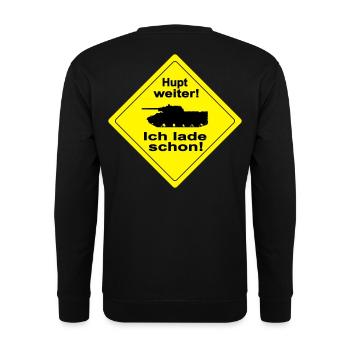HUPT WEITER - Unisex Pullover - Schwarz - Hinten - Michal (187cm)