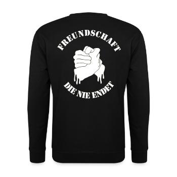 Freundschaftslogo Hand in Hand - Unisex Pullover - Schwarz - Hinten - Michal (187cm)