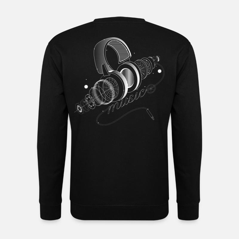 transparenter Kopfhörer in Einzelteile mit Typo - Unisex Pullover - Schwarz