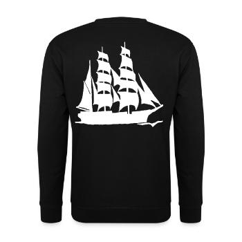 LARGE-FORMAT WHITE SAILBOAT - Unisex Sweatshirt - black - Back - Alina (178cm)