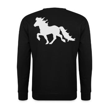 Edles Islandpferd im Tölt - Unisex Pullover - Schwarz - Hinten - Alina (178cm)