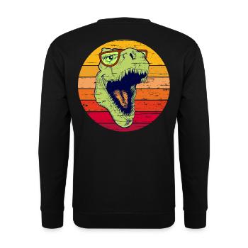 T-Rex drôle avec des lunettes | Dino avec lunettes - Sweat-shirt Unisexe - noir - Dos - Alina (178cm)