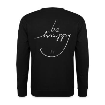 Sei glücklich Lächeln - Unisex Pullover - Schwarz - Hinten - Alina (178cm)