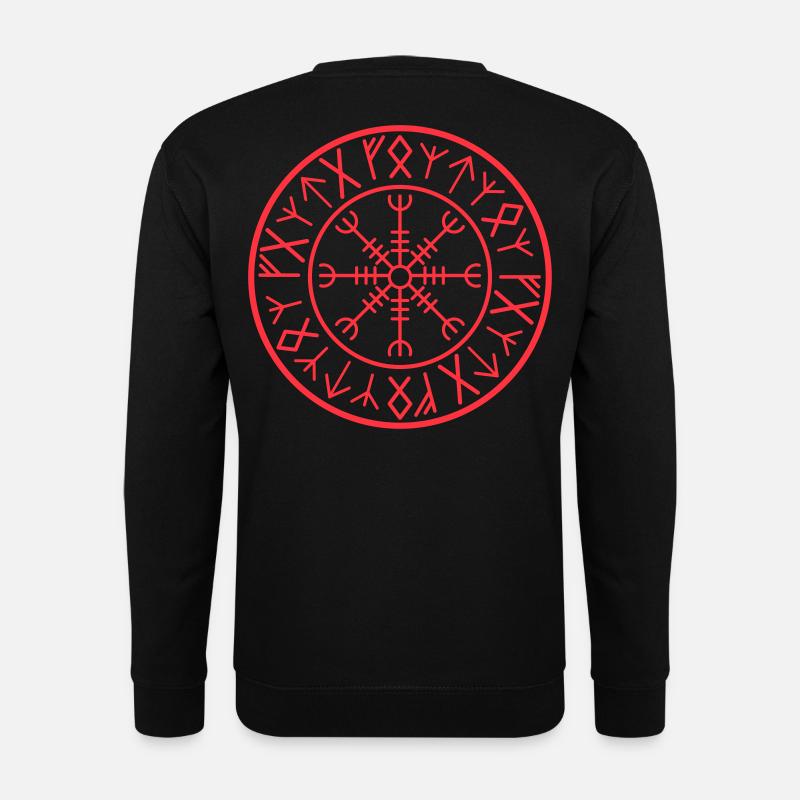 Roter Vegvisir-Runenkreis - Unisex Pullover - Schwarz