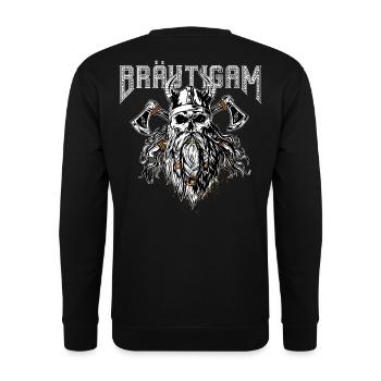 Bräutigam Wikinger Stil - Unisex Pullover - Schwarz - Hinten - Alina (178cm)