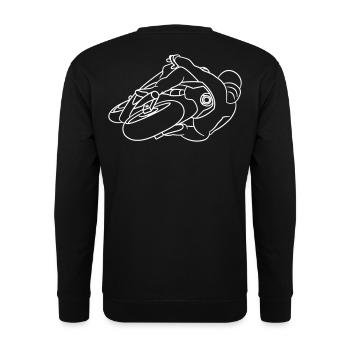 Rennmotorrad in Schräglage nach rechts - hell - Unisex Pullover - Schwarz - Hinten - Alina (178cm)