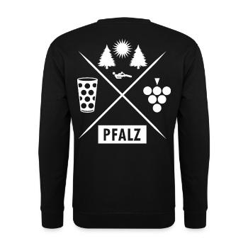 Pfälzer Mundart - Unisex Pullover - Schwarz - Hinten - Alina (178cm)