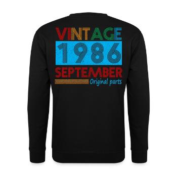 Vintage September 1986 39 Year Old Birthday Gifts - Unisex Sweatshirt - black - Back - Alina (178cm)