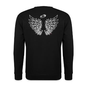 Wings Flügel Engelchen Engelsflügel - Unisex Pullover - Schwarz - Hinten - Alina (178cm)