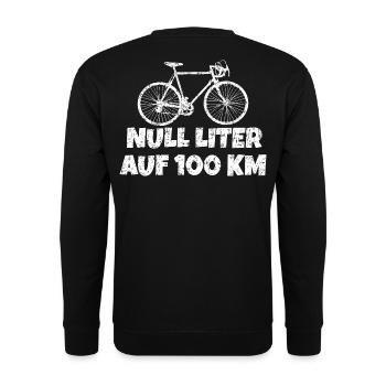 Null Liter auf 100 KM mit Rennrad (Vintage Weiß) - Unisex Pullover - Schwarz - Hinten - Alina (178cm)