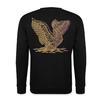landing swan - Unisex Sweatshirt - black - Back - Alina (178cm)