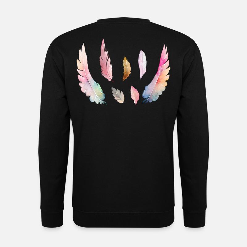 Plumages Colorés d'Aquarelle - Sweat-shirt Unisexe - noir