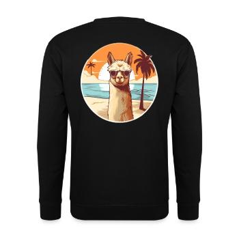Llama on the beach with sunglasses - Unisex Sweatshirt - black - Back - Alina (178cm)