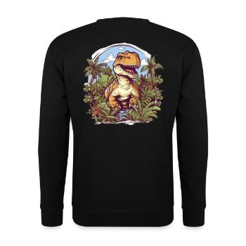 T-Rex Cartoon Jungle - Unisex Sweatshirt - black - Back - Alina (178cm)
