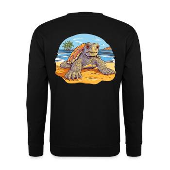 Tortue sur la plage Illustration - Sweat-shirt Unisexe - noir - Dos - Alina (178cm)