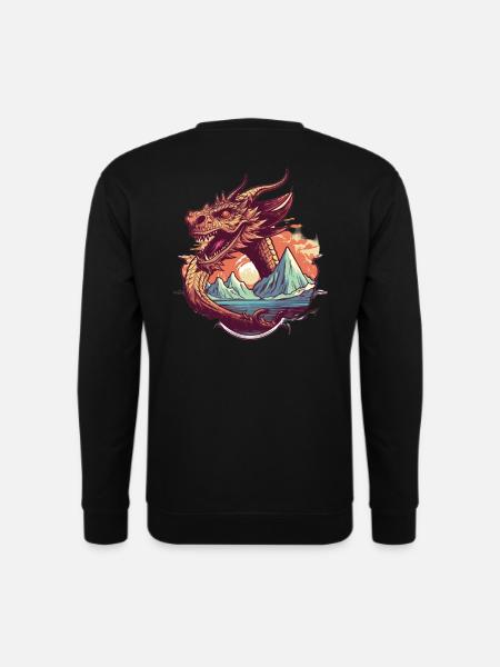 Legendärer Drachentraum mit Bergpanorama - Unisex Pullover - Schwarz