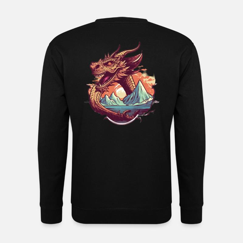 Legendärer Drachentraum mit Bergpanorama - Unisex Pullover - Schwarz