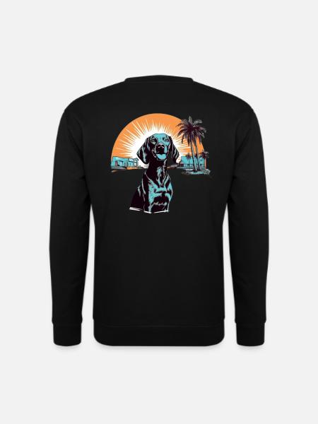 Labrador am Strand mit Sonnenuntergang - Unisex Pullover - Schwarz