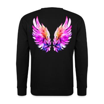 Leuchtend rosa Engelsflügel - Unisex Sweatshirt - black - Back - Alina (178cm)