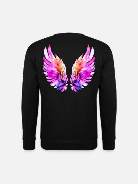 Leuchtend rosa Engelsflügel - Unisex Sweatshirt - black