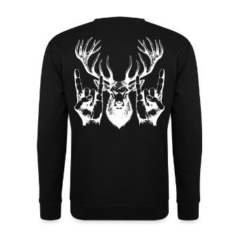 Metal Head Fork Sign Cool - Unisex Sweatshirt - black - Back - Alina (178cm)