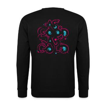Neon Floral Ornament - Unisex Sweatshirt - black - Back - Alina (178cm)