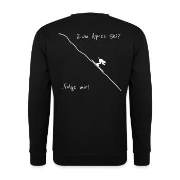 apres ski folge mir schifahren winter schiurlaub - Unisex Pullover - Schwarz - Hinten - Alina (178cm)