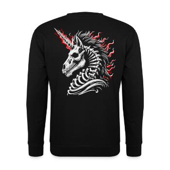 Flammendes Skelettross - Unisex Pullover - Schwarz - Hinten - Alina (178cm)