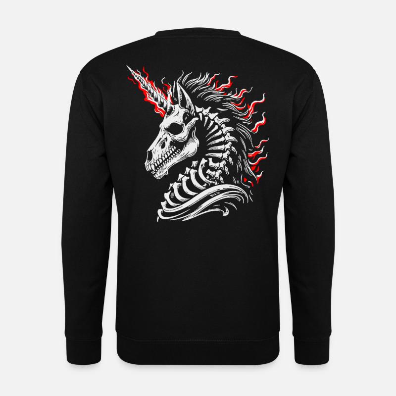 Flammendes Skelettross - Unisex Pullover - Schwarz
