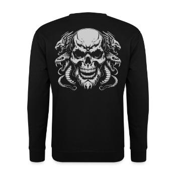 Skull with snake ring - Unisex Sweatshirt - black - Back - Alina (178cm)