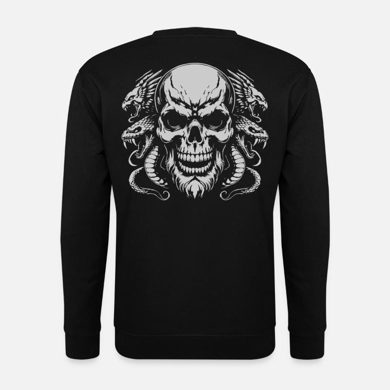 Skull with snake ring - Unisex Sweatshirt - black