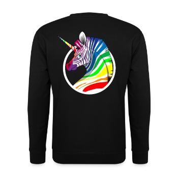 Regenbogen Einhorn Zebra - Unisex Pullover - Schwarz - Hinten - Alina (178cm)