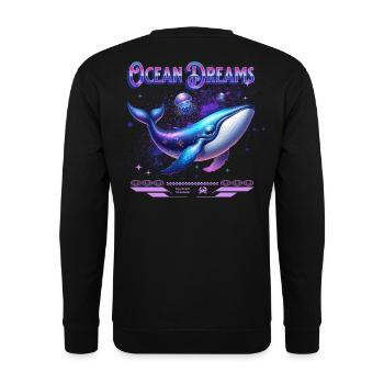 Ocean Dreams Galaktischer Wal - Unisex Pullover - Schwarz - Hinten - Alina (178cm)