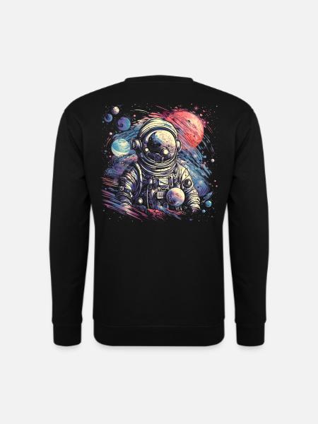 Cooler Astronaut im Retro Look - Unisex Pullover - Schwarz