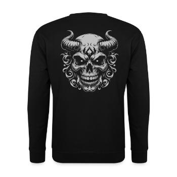 Demonic Horn Skull Ornament - Unisex Sweatshirt - black - Back - Alina (178cm)