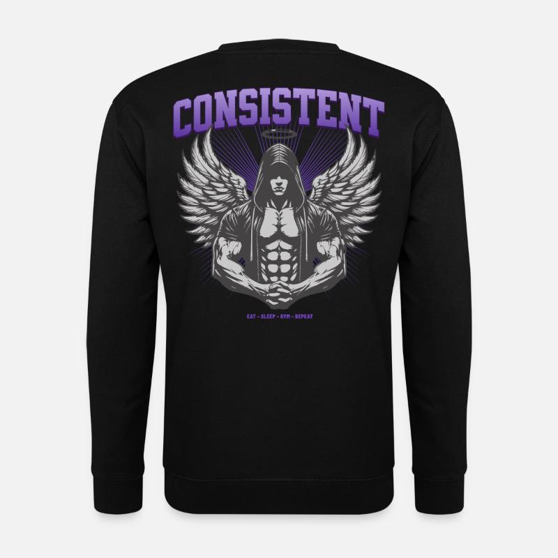 Consistent Gym Engel Design - Eat Sleep Gym Repeat - Unisex Pullover - Schwarz