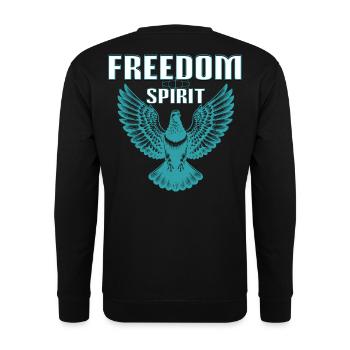 Friedenstaube mit Flügeln und Heiligenschein - Unisex Pullover - Schwarz - Hinten - Alina (178cm)