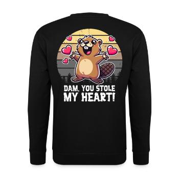 Dam, you stole my heart – Funny Beaver - Unisex Sweatshirt - black - Back - Alina (178cm)