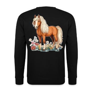 Pferd auf Wiese - Unisex Pullover - Schwarz - Hinten - Michal (187cm)