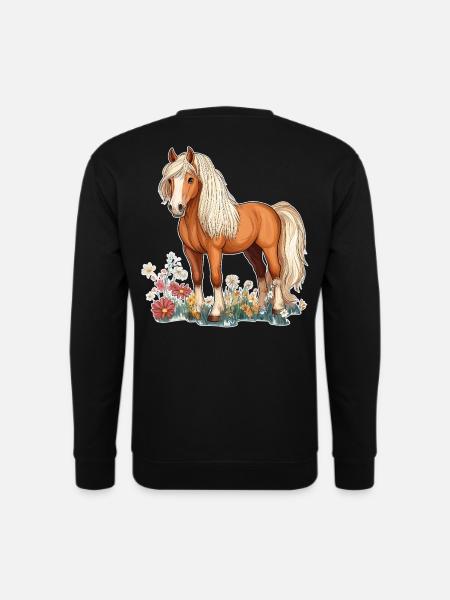 Pferd auf Wiese - Unisex Pullover - Schwarz