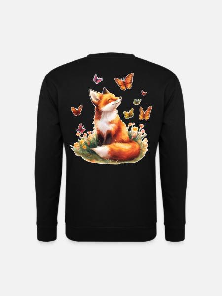 Fox with butterflies - Unisex Sweatshirt - black