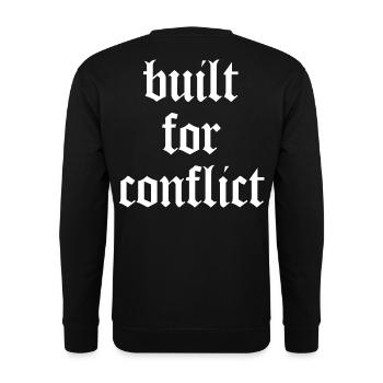 Built for Conflict - Bodybuilding & Gym - Unisex Pullover - Schwarz - Hinten - Alina (178cm)