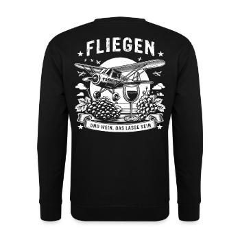 Fly and wine, let it be - Unisex Sweatshirt - black - Back - Alina (178cm)