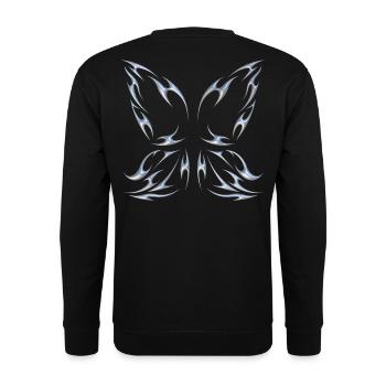 Chrom Metallic Feenflügel Schmetterling Design - Unisex Pullover - Schwarz - Hinten - Alina (178cm)