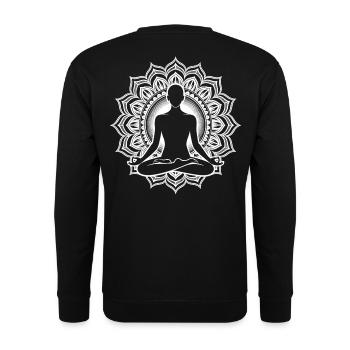 Meditation Chakra - Unisex Pullover - Schwarz - Hinten - Alina (178cm)