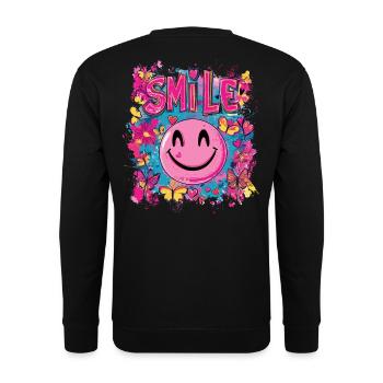 Smile the full day - herz schmetterling - Unisex Pullover - Schwarz - Hinten - Alina (178cm)