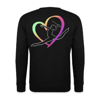 Grand jeté cœur multicolore - Sweat-shirt Unisexe - noir - Dos - Alina (178cm)