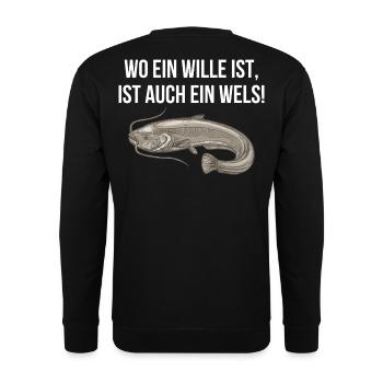 Poisson-chat disant ange imprimé - Sweat-shirt Unisexe - noir - Dos - Alina (178cm)