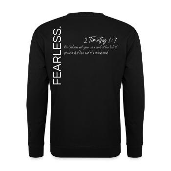Furchtlos - 2. Timotheus 1:7 Christlicher Plan - Unisex Pullover - Schwarz - Hinten - Alina (178cm)